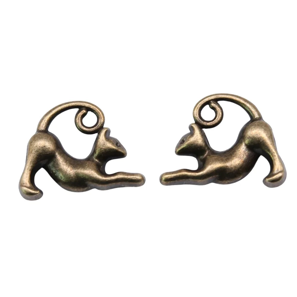 17x13mm 2.2g Multicolor Zinc Alloy Cat Charm Pendant for DIY Necklace Bracelet Jewelry Making