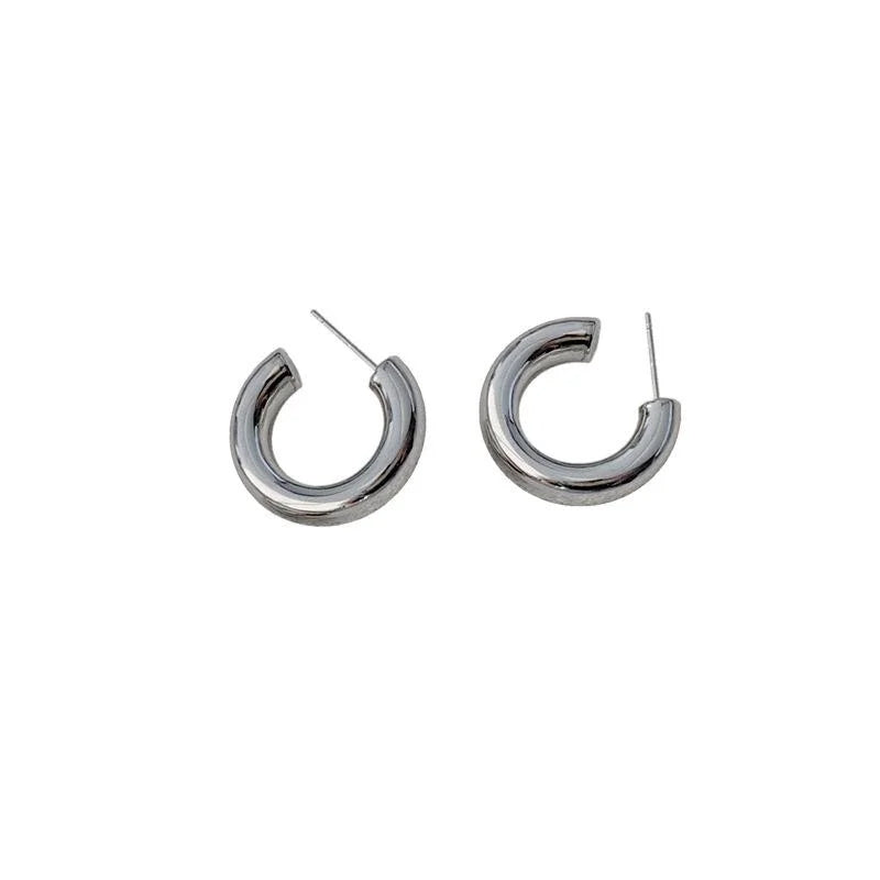 Minimalist Smooth Hollow Round Geometric Copper Drop Earrings Fashion Metal Jewelry