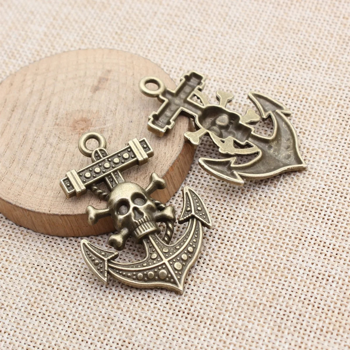 54x36mm 9.5g Multicolor Zinc Alloy Anchor Skull Charm Pendant for DIY Gothic Necklace Jewelry Making