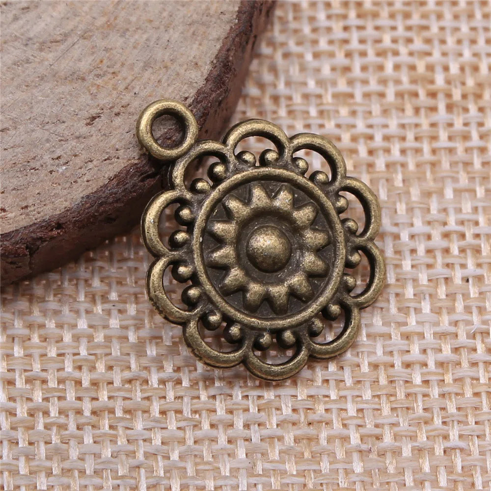 25x21mm 2.6g Multicolor Zinc Alloy Flower Filigree Charm Pendant for DIY Earrings Necklace Making