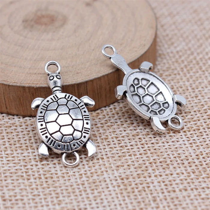 16x30mm 2.5g Antique Silver Zinc Alloy Sea Turtle Connector Charm for DIY Bracelet Jewelry Making