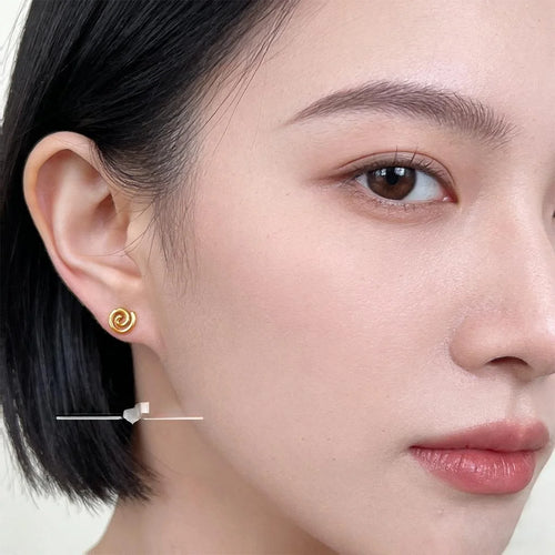 Mini Lollipop Symbol Stud Earrings Eco-Friendly Copper Geometric Circle Line Old Money Style