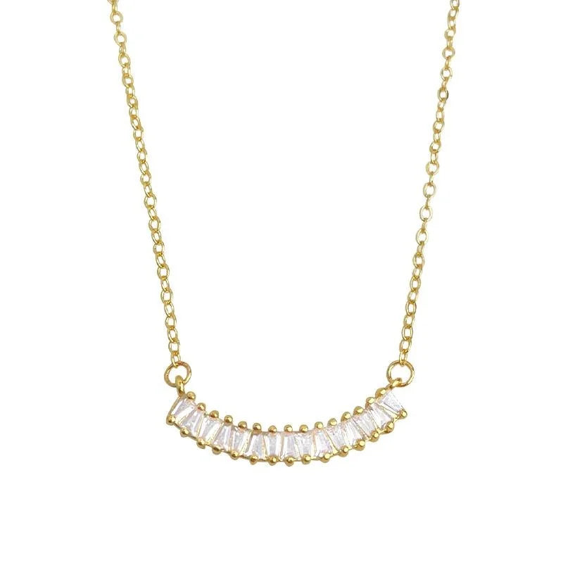 Light Luxury Real Gold Plated Copper Micro Pave Zircon Geometric Clavicle Necklace For Women