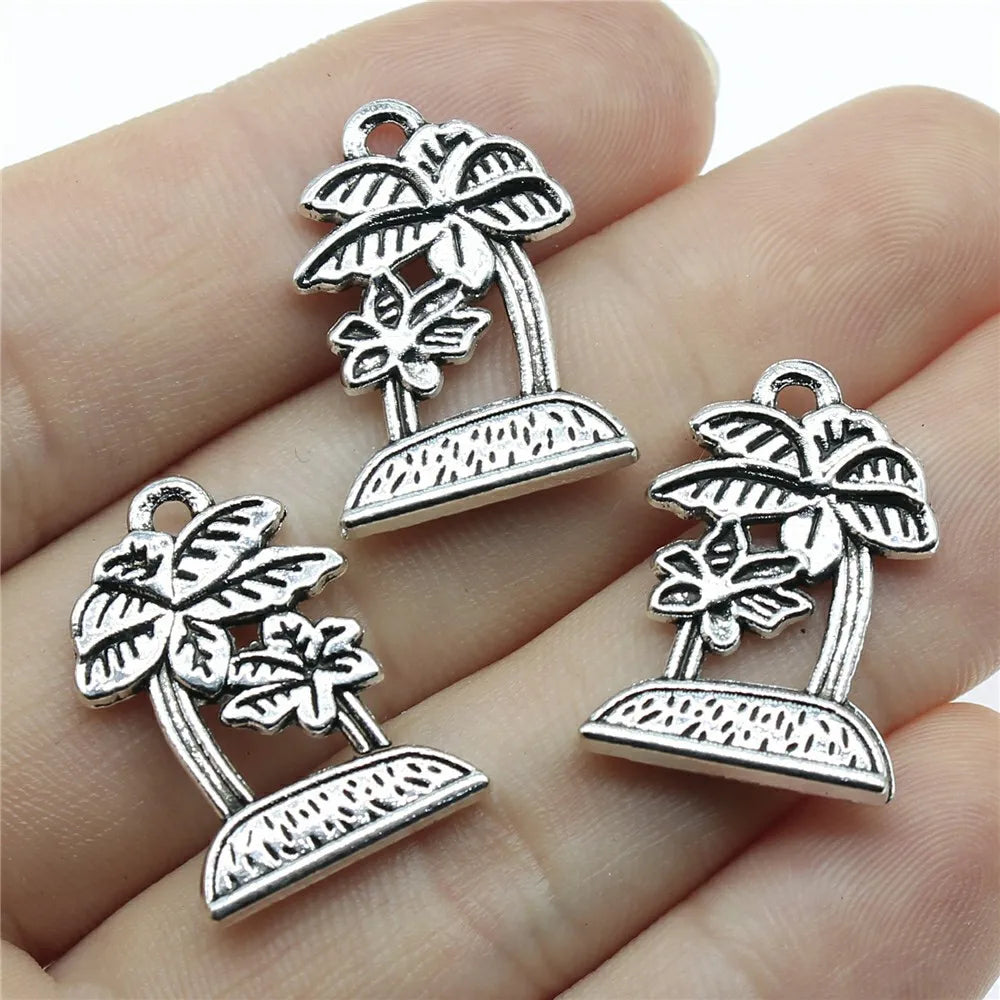 23x16mm 2.7g Zinc Alloy Coconut Palm Tree Charm Pendant for Necklace Bracelet Jewelry Making