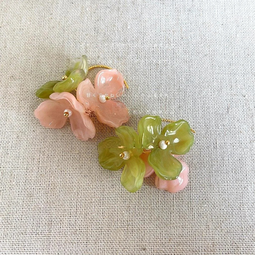 Forest Style Handmade Resin Flower Drop Earrings For Women Elegant Summer Jewelry