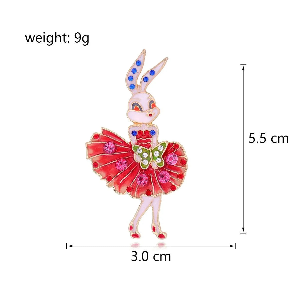 Cute Dancing Rabbit Enamel Alloy Brooch With Blue Rhinestones, Elegant Animal Lapel Pin Corsage Gift