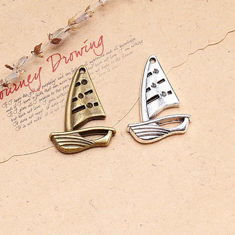 31x21mm Antique Silver Zinc Alloy Sailboat Charm Pendant for DIY Necklace Bracelet Jewelry Making