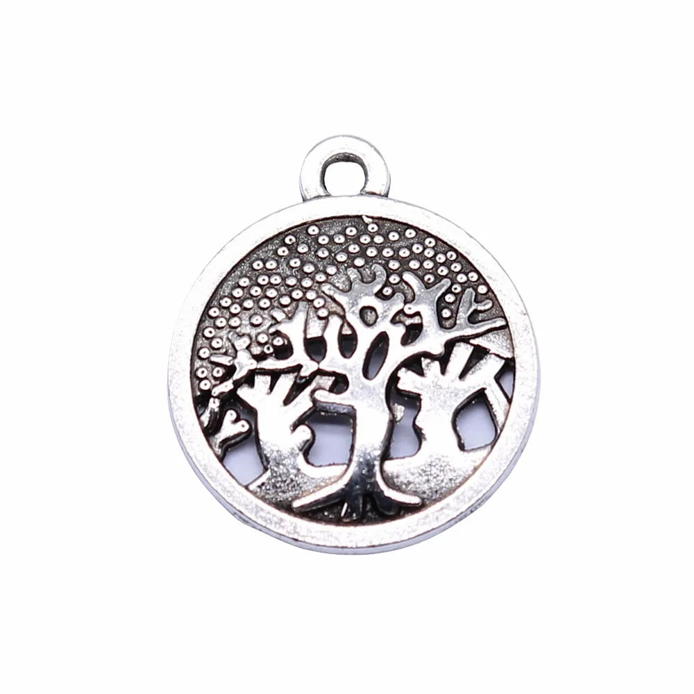 16x16mm 1.2g Antique Silver Zinc Alloy Tree of Life Charm Pendant for DIY Necklace Bracelet Making