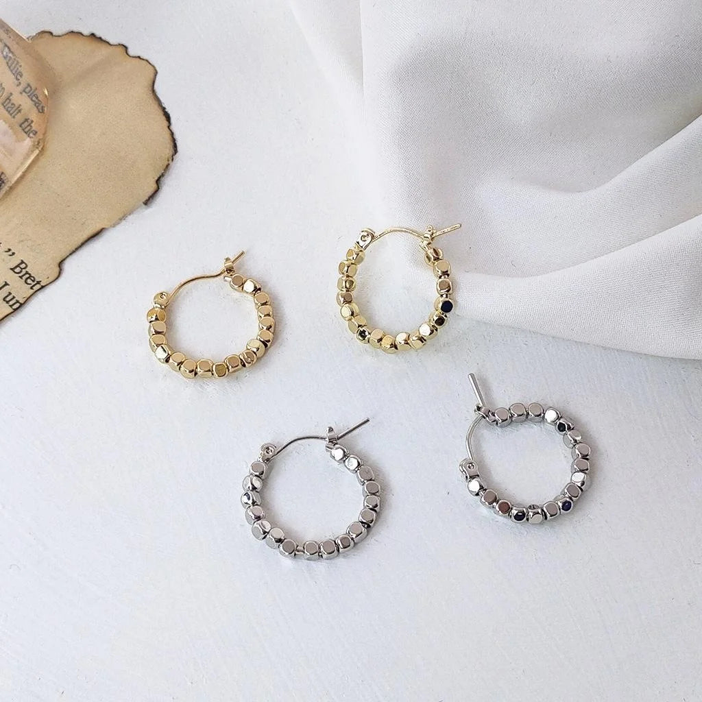 14K Gold Plated Copper Round Hoop Earrings Minimalist European Style Premium Women's Jewelry