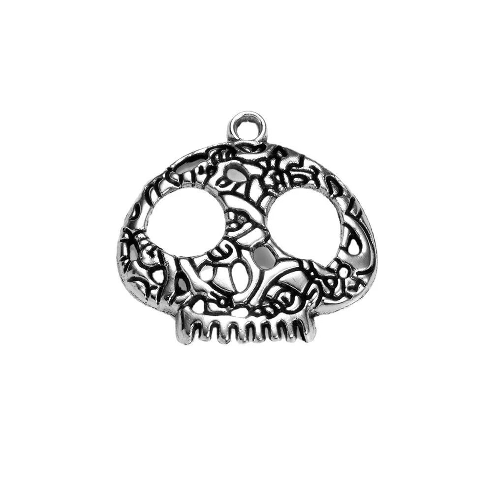 27MM Antique Silver Zinc Alloy Skull Charm Pendant for DIY Necklace Bracelet Jewelry Making