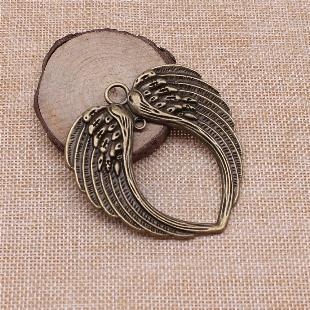 69x65mm 16g Zinc Alloy Heart Double Wings Charm Pendant for DIY Necklace Bracelet Jewelry Making