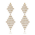 Luxury Geometric Diamond Shape Rhinestone Long Dangle Earrings For Wedding Party Banquet Fashion Jewelry