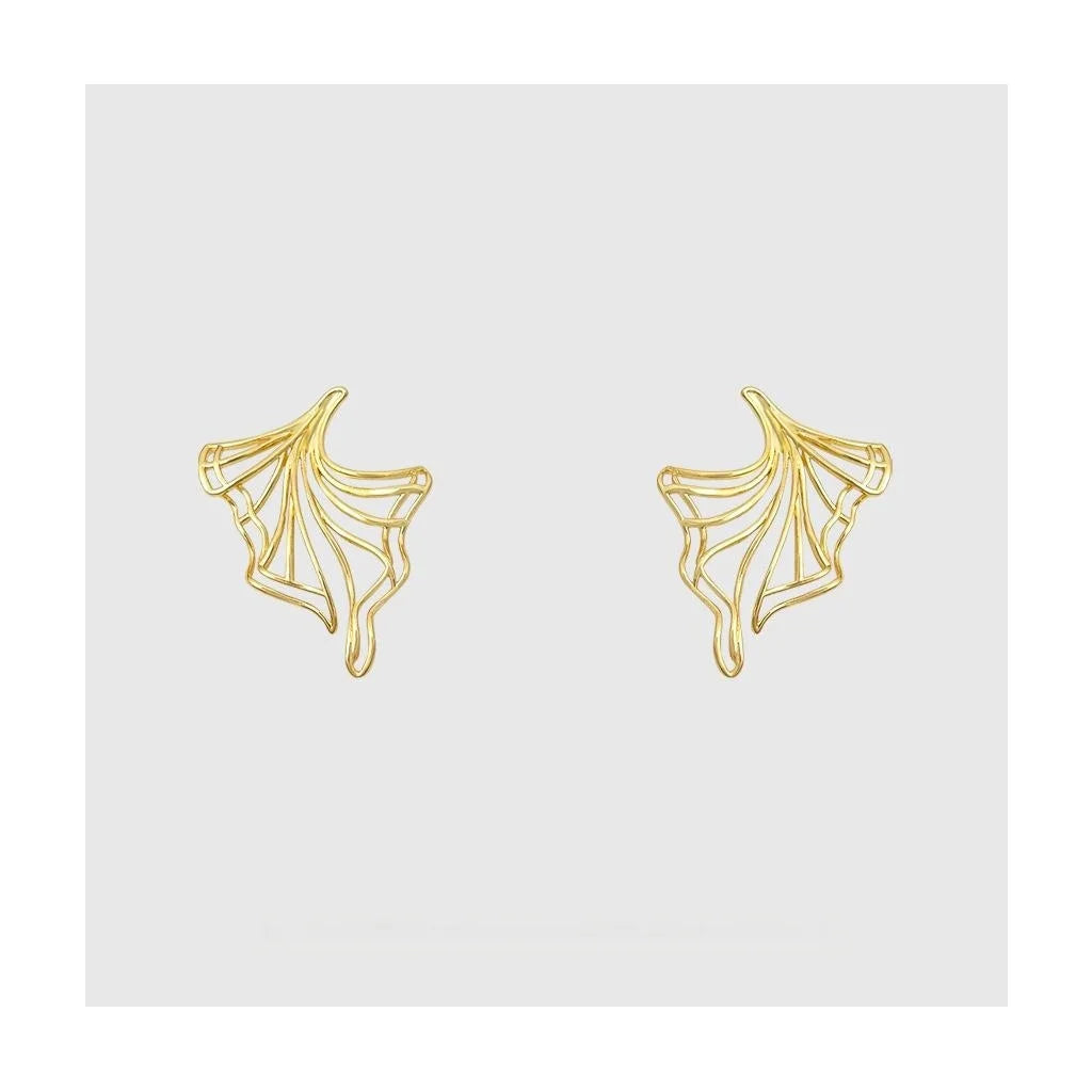 Original Design Thick 18K Gold Plated Copper Geometric Line Art Drop Earrings For Women