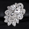 Oversized Luxury Crystal Rhinestone Flower Brooch, Elegant Bridal Bouquet Lapel Pin Corsage Gift