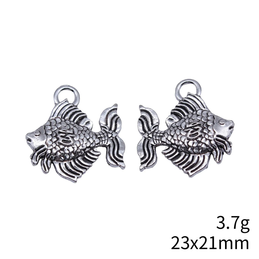 23x21mm 3.7g Antique Silver Zinc Alloy Ornamental Fish Charm Pendant for Necklace Bracelet DIY Jewelry