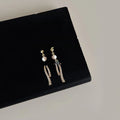 High-End Minimalist Copper Freshwater Pearl Bow Stud Earrings 14K Gold Plated