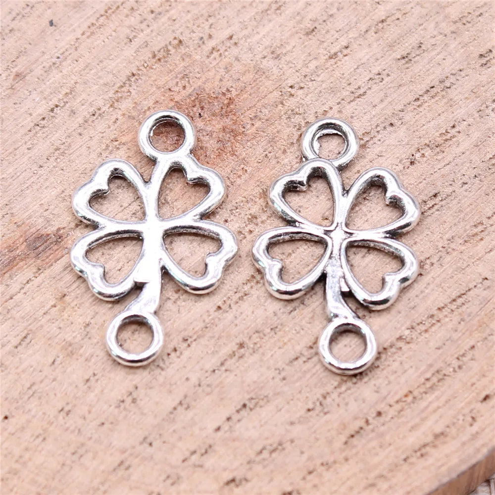 20x12mm 0.6g Multicolor Zinc Alloy Four Leaf Clover connector charm for DIY bracelet necklace making