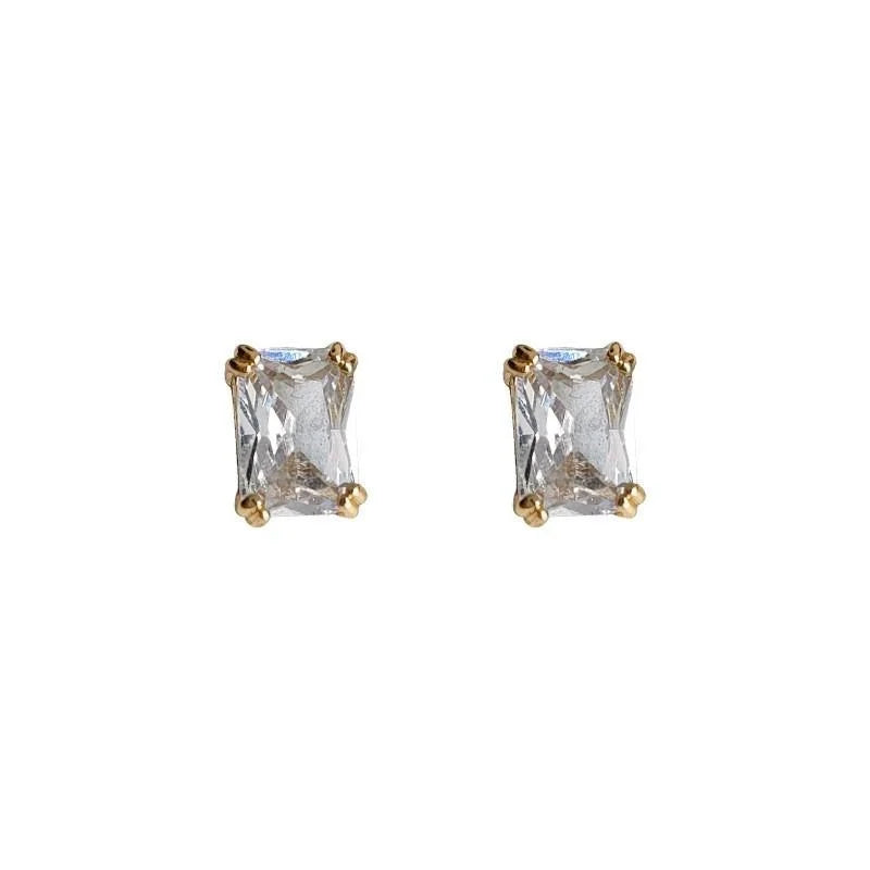14K Gold Plated Copper Mini Pave Zircon Heart Star Cross Geometric Drop Earrings