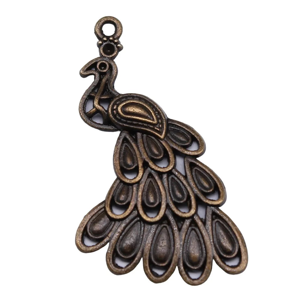 43x24mm 3.6g Multi Color Zinc Alloy Peacock Charm Pendant for DIY Necklace Bracelet Making