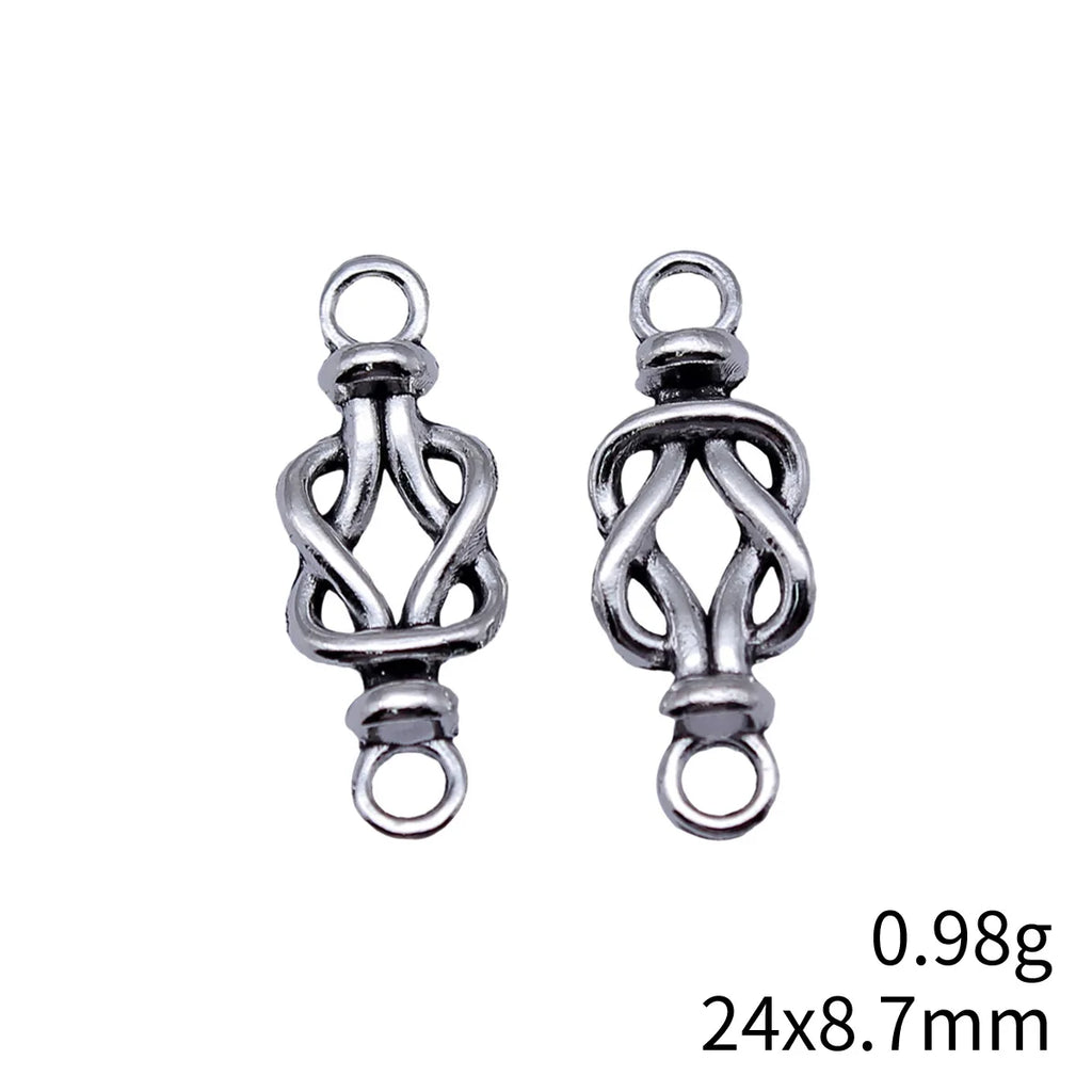 24x8.7mm 0.98g Antique Silver Zinc Alloy Rope Knot Connector Charm for DIY Bracelet Jewelry Making
