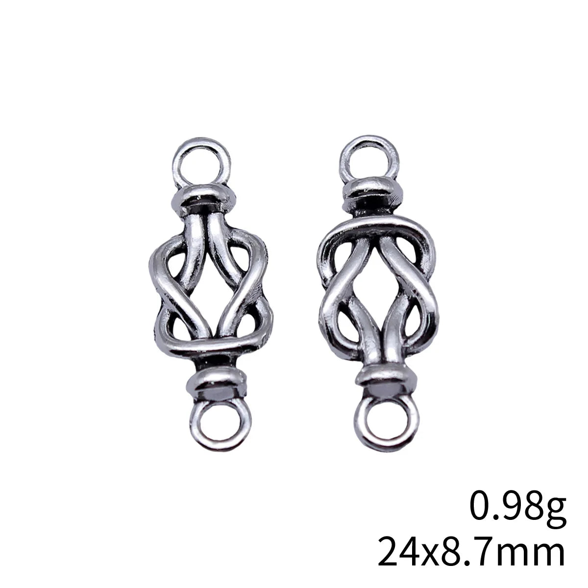 24x8.7mm 0.98g Antique Silver Zinc Alloy Rope Knot Connector Charm for DIY Bracelet Jewelry Making