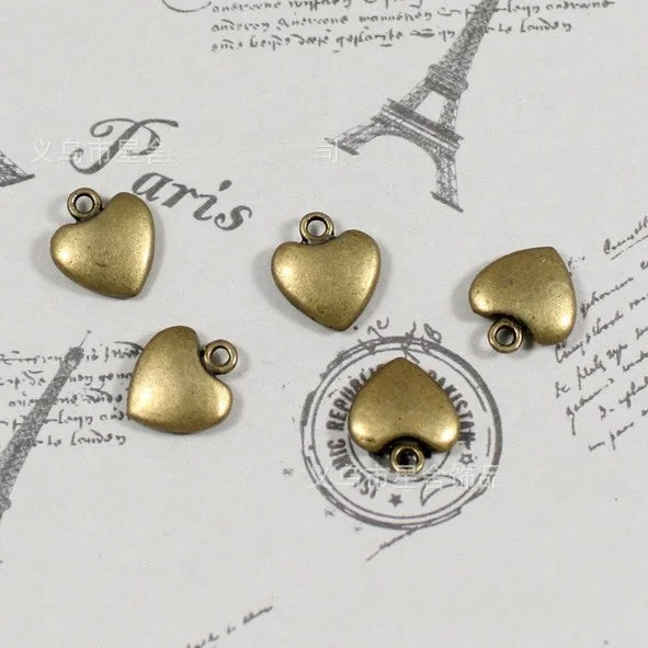 12x10MM Antique Silver Zinc Alloy Heart Charm Pendant for DIY Necklace Bracelet Jewelry Making