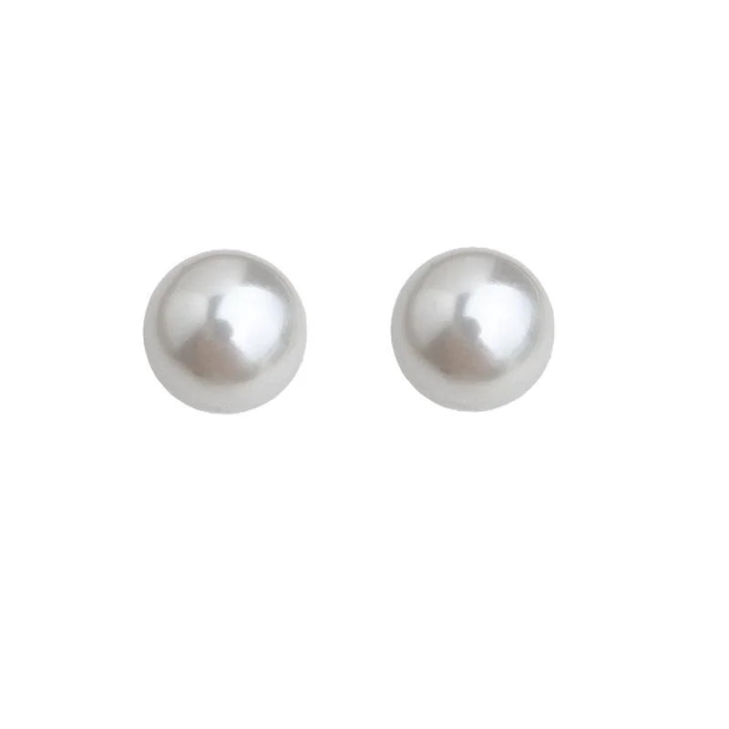 High Quality Rose Glass Pearl Geometric Round Stud Earrings For Women Chic Commuter Jewelry