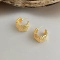 Silver Plated Alloy Geometric Hoop Drop Earrings For Women Light Luxury Vintage Style