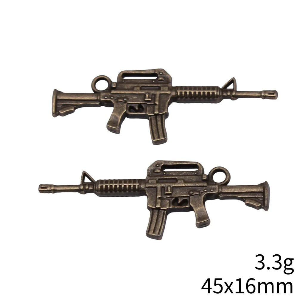 45x16mm 3.3g Multicolor Zinc Alloy Machine Gun Charm Pendant for DIY Necklace and Keychain Making