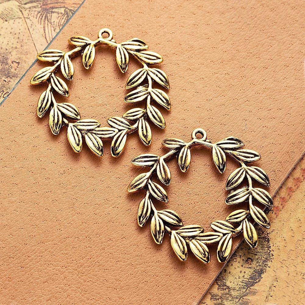 40x39MM Zinc Alloy Leaf Hollow Charm Pendant for DIY Necklace Bracelet Jewelry Making