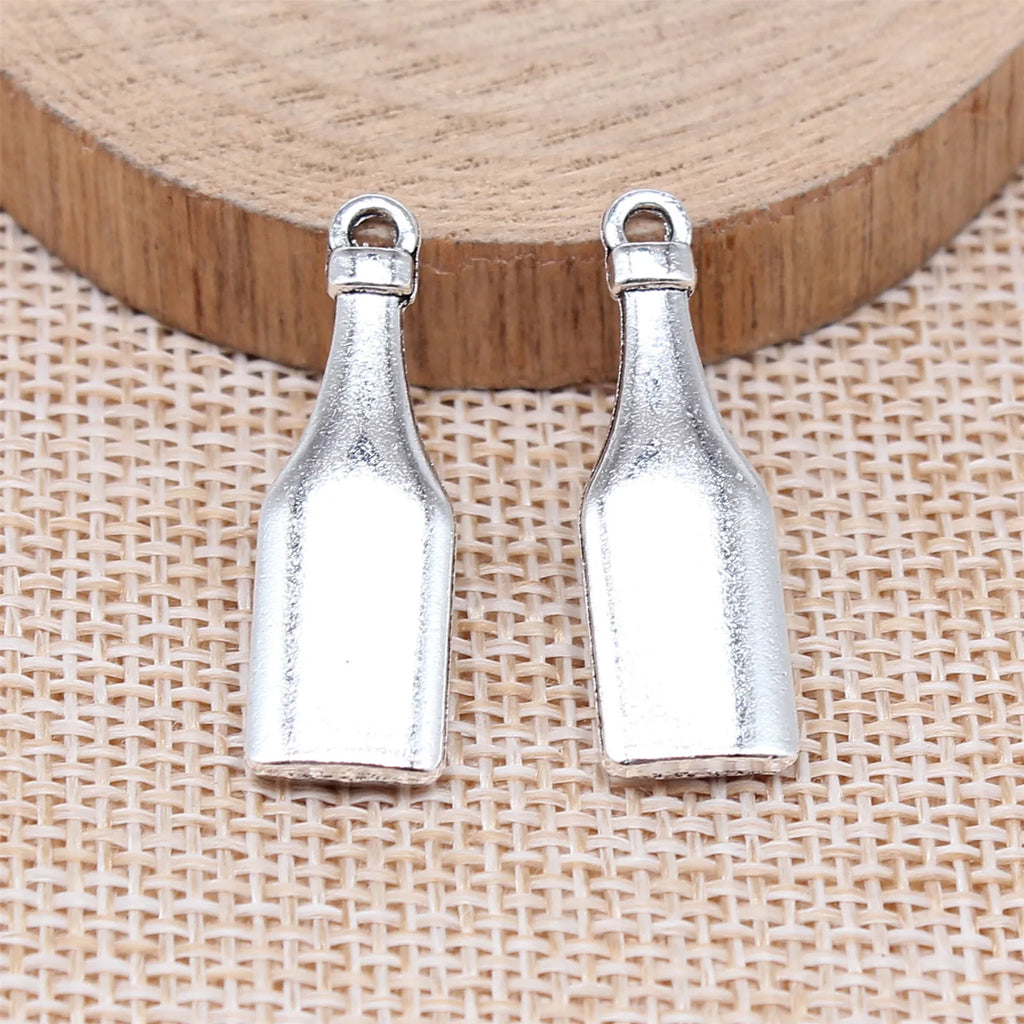 30x9mm 3.1g Antique Silver Zinc Alloy Wine Bottle Charm Pendant for DIY Necklace Bracelet Making