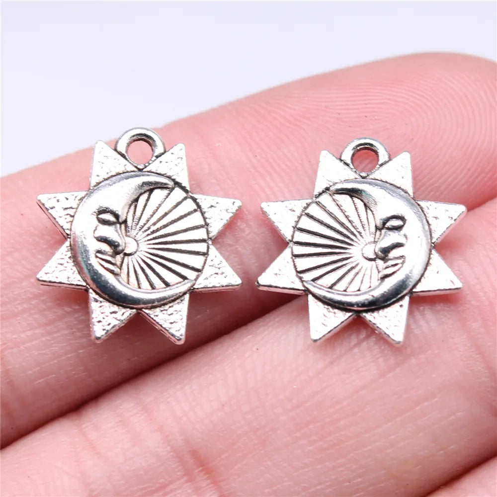 16x15mm 1.17g Multicolor Zinc Alloy Sun Moon Charm Pendant for DIY Necklace Bracelet Jewelry Making