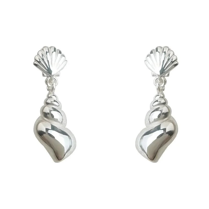 Light Luxury Copper Shell Conch Geometric Drop Earrings For Women