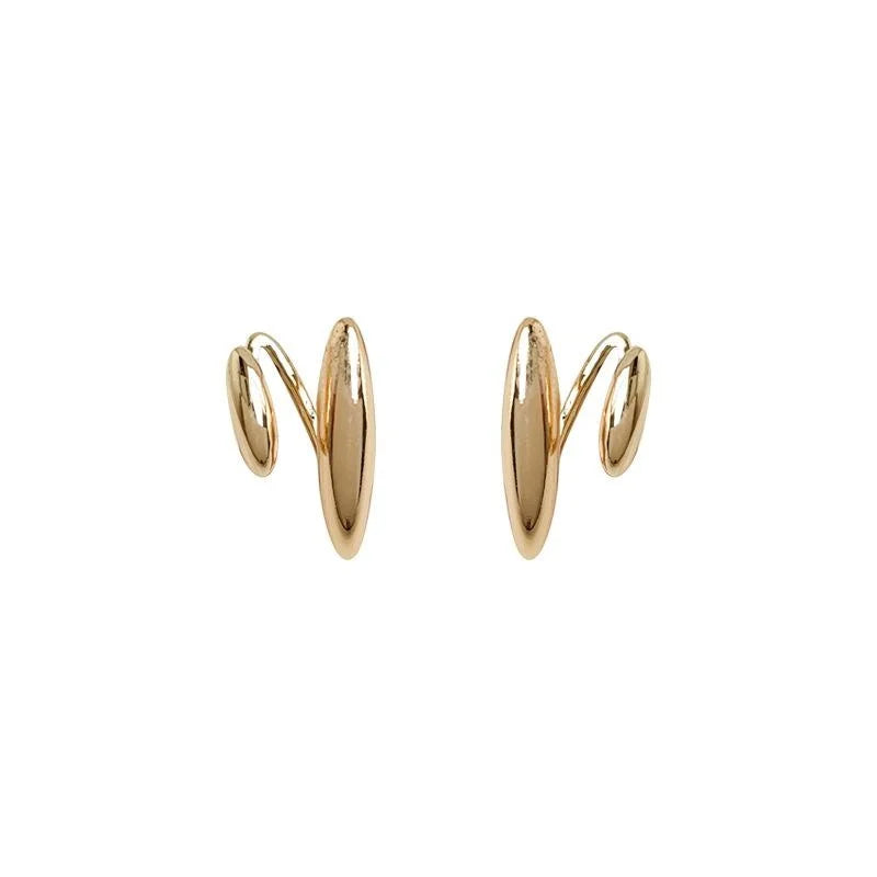 14K Plated Copper Geometric Ring Stud Earrings, Minimalist Premium Fashion Jewelry
