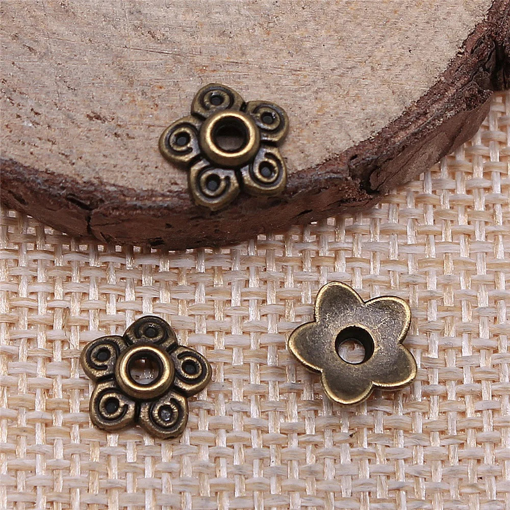 10mm 0.4g Multi-Color Zinc Alloy Flower Bead Caps for DIY Beaded Necklace Jewelry Making