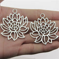 42x48mm 6.1g Antique Silver Zinc Alloy Lotus Charm Pendant for DIY Necklace Bracelet Making