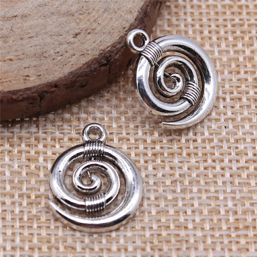 15x19mm 1.5g Antique Silver Zinc Alloy Swirl Symbol Charm Pendant for DIY Necklace Jewelry Making