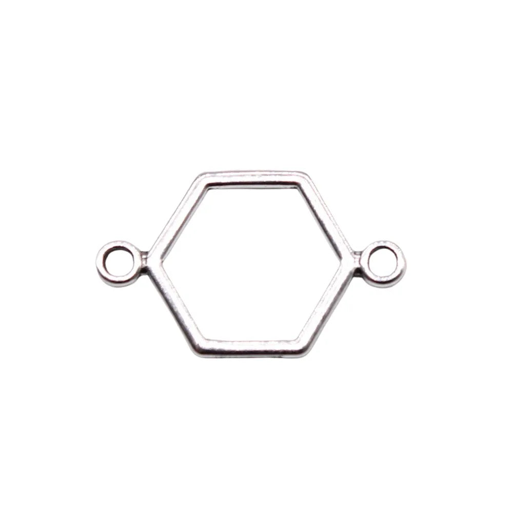 19x13mm 0.4g Multicolor Zinc Alloy Hexagon Honeycomb Connector Charm for Bracelet Necklace DIY
