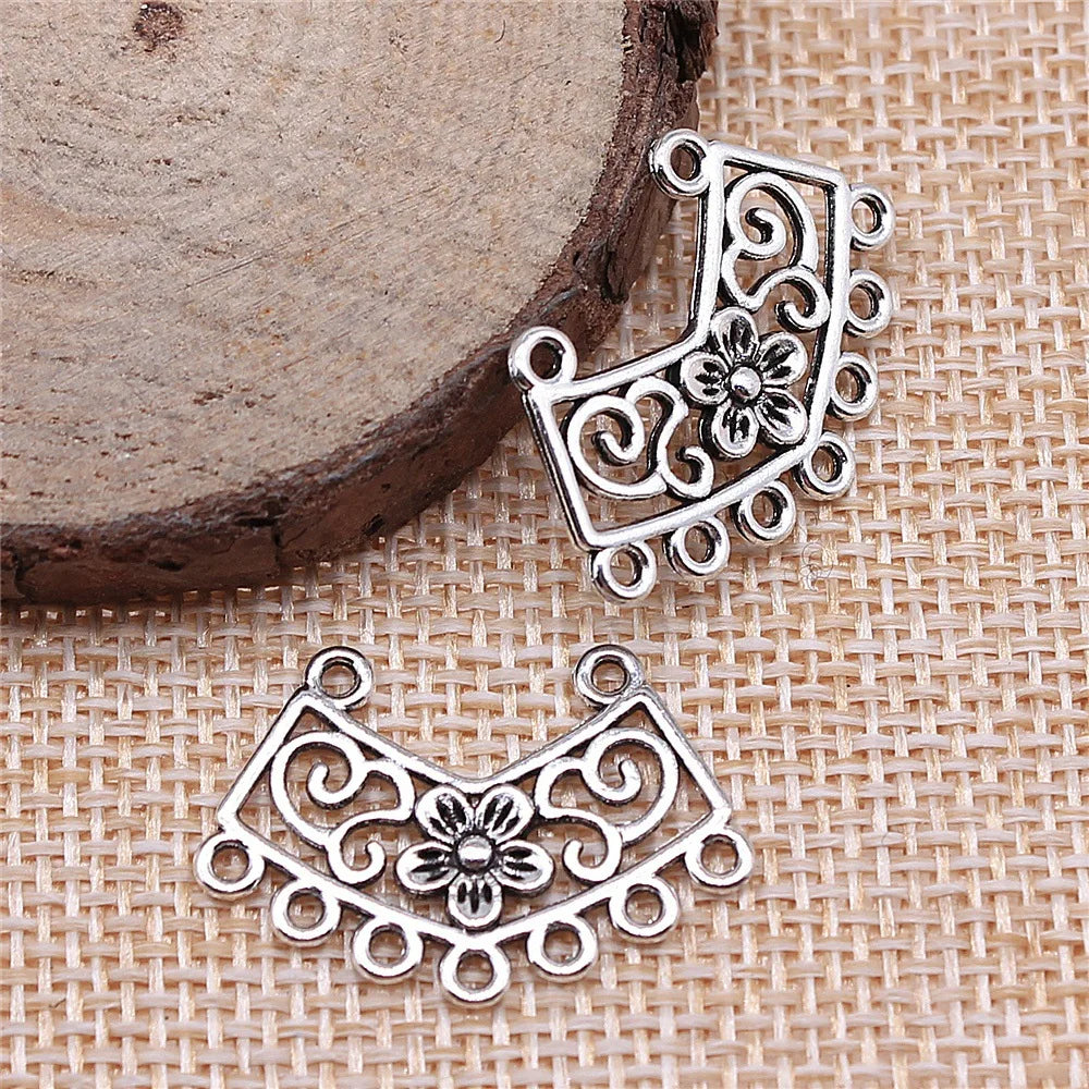 26x18mm 1.3g Multi Color Zinc Alloy Flower Earring Connector Charms for DIY Handmade Jewelry Making