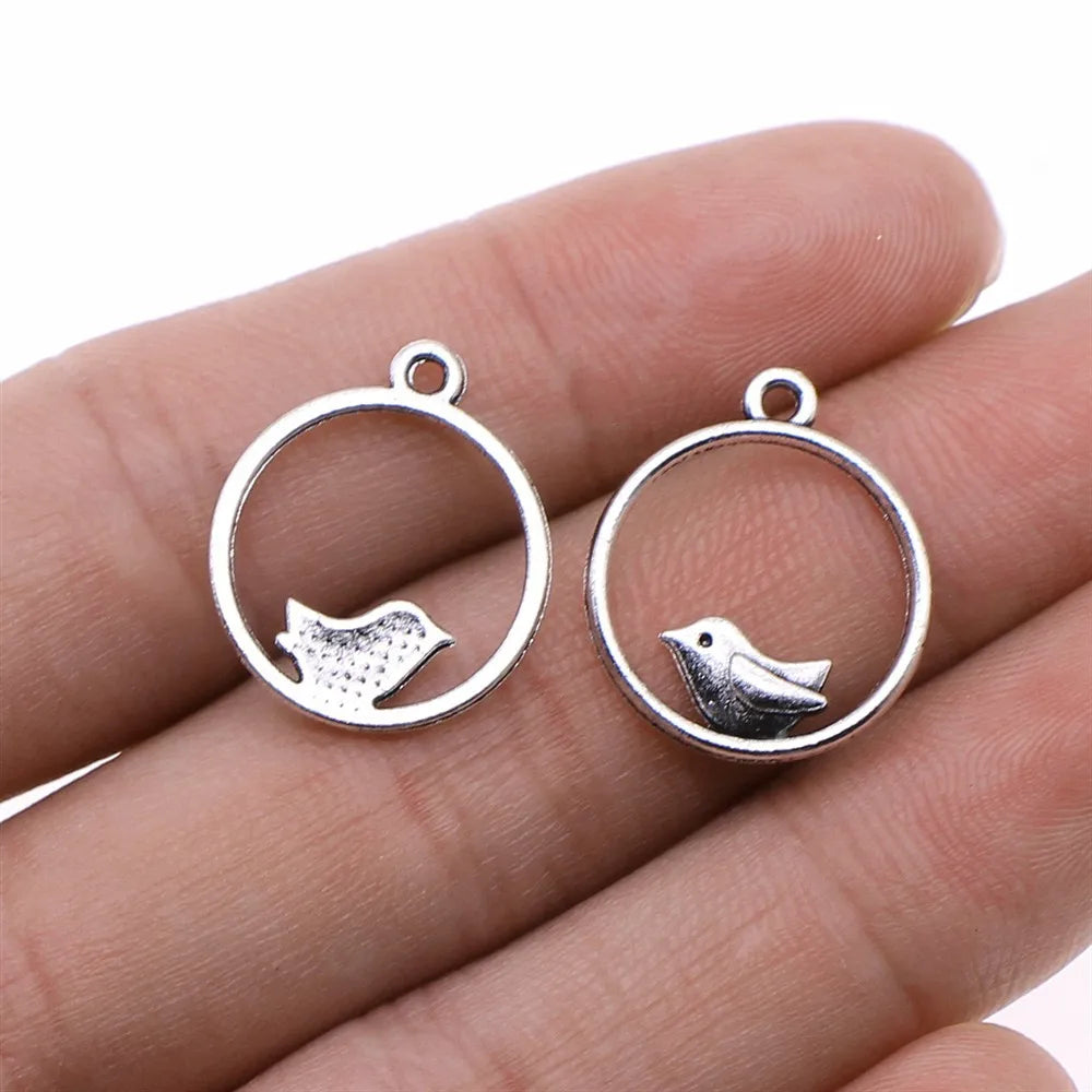 18x20mm 0.7g Multicolor Zinc Alloy Bird Charm Pendant for DIY Necklace Bracelet Making