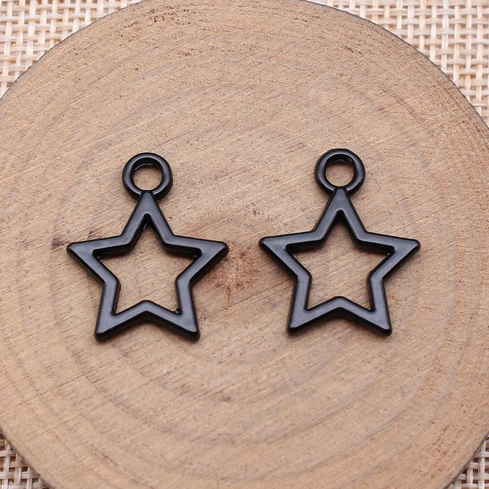 18x21mm 1.4g Electrophoresis Black Zinc Alloy Hollow Five Point Star Charm Pendant for DIY Jewelry Making