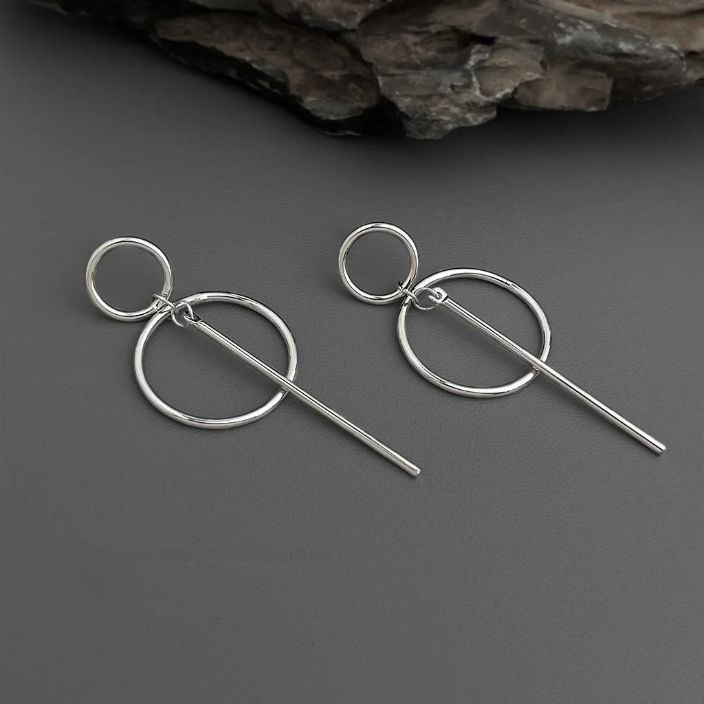 Copper Geometric Circle Line Hoop Earrings Minimalist Fashion Yiwu Jewelry