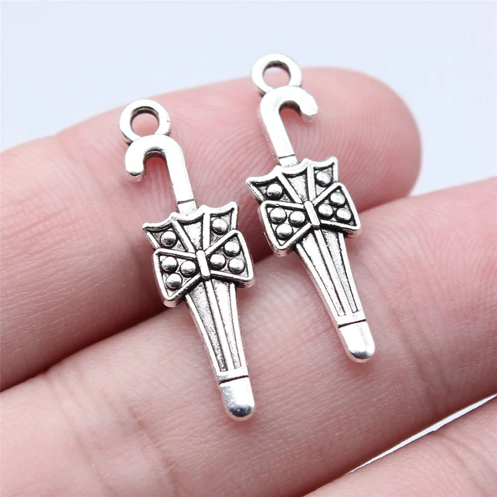 8x27mm 1g Antique Silver Tone Zinc Alloy Umbrella Charm Pendant for DIY Necklace Bracelet Jewelry