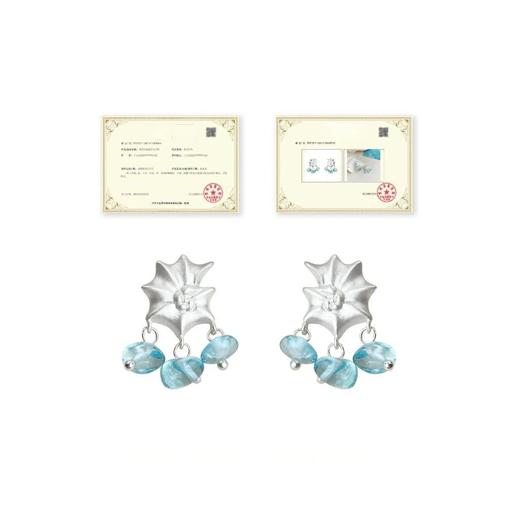 Aquamarine Blue Ocean Conch Shell Glass Crystal Drop Earrings Copper Silver Plated Fresh Designer Jewelry