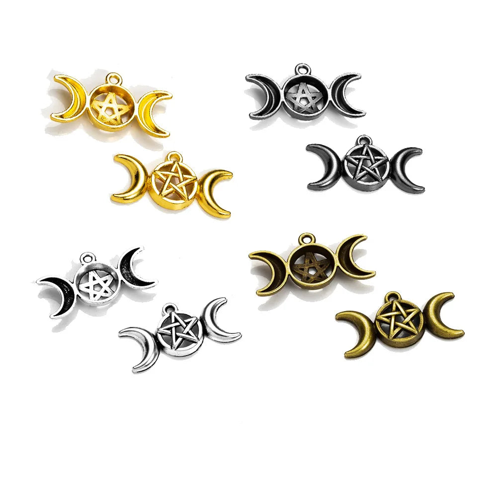 30x17MM Zinc Alloy Moon Star Charm Pendant for DIY Necklace Bracelet Jewelry Making