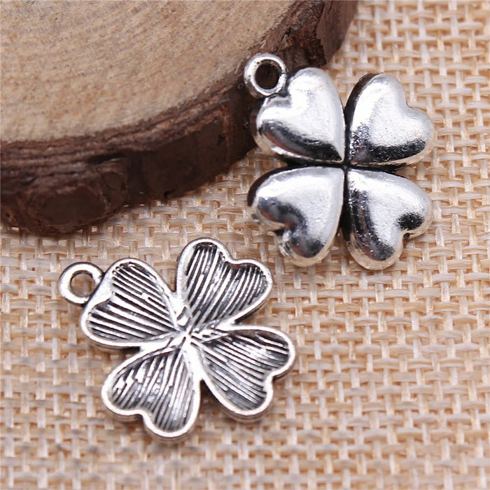 20x17mm 2.5g Antique Silver Zinc Alloy Four Leaf Clover Charm Pendant for DIY Jewelry Making