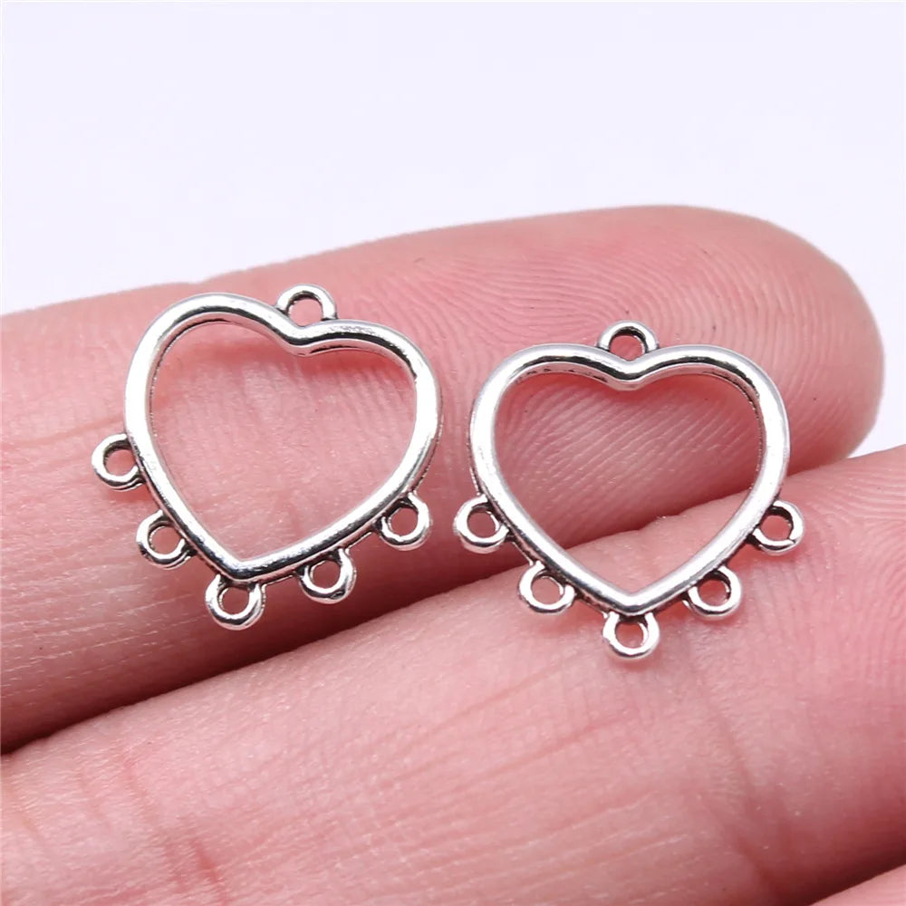 15x14mm 0.45g Multicolor Zinc Alloy Heart Connector Charms for DIY Earrings and Pendant Jewelry Making