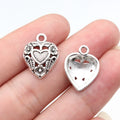 18x14mm 1.05g Antique Silver Zinc Alloy Leaf Flower Heart Charm Pendant for DIY Jewelry Making