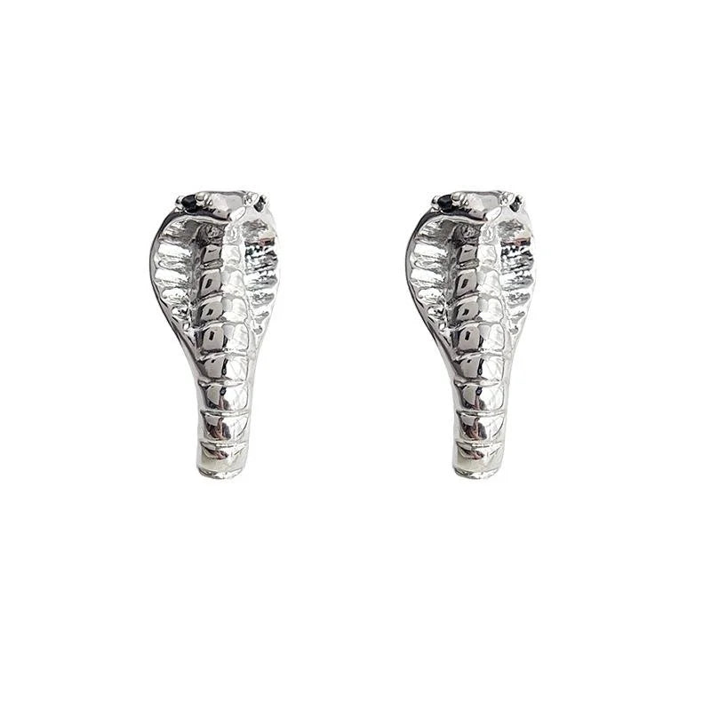 Minimalist Copper Cobra Snake Stud Earrings, Niche Designer Animal Jewelry