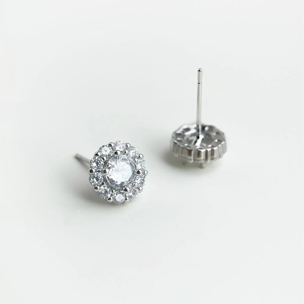 Mini Minimalist Micro Pave Zircon Round Geometric Stud Earrings For Women